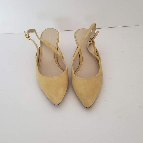 Cole Haan Women's Size 9B Sling Back Heels Pointed Toe Yellow Suede Leather NEW - Picture 5 of 9